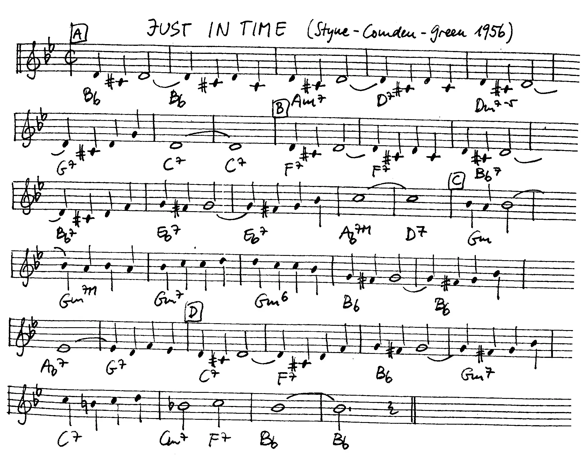 just in time free jazz leadsheet - Courtesy of the Jungle Jazz Band